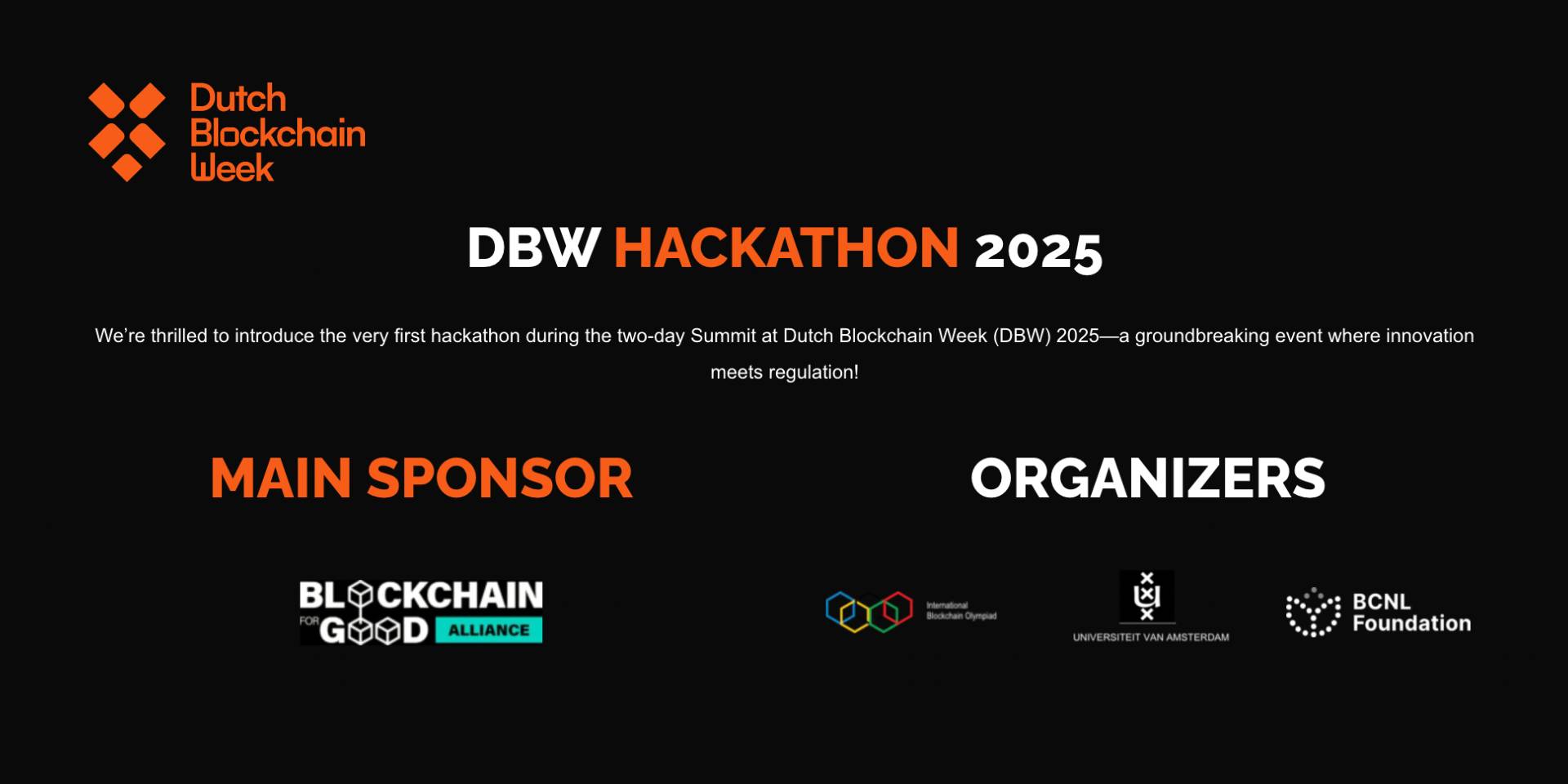 Block & Order: Hackathon @ Dutch Blockchain Week